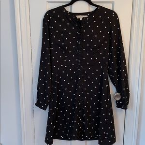 Loft Long Sleeve Polka Dot Dress